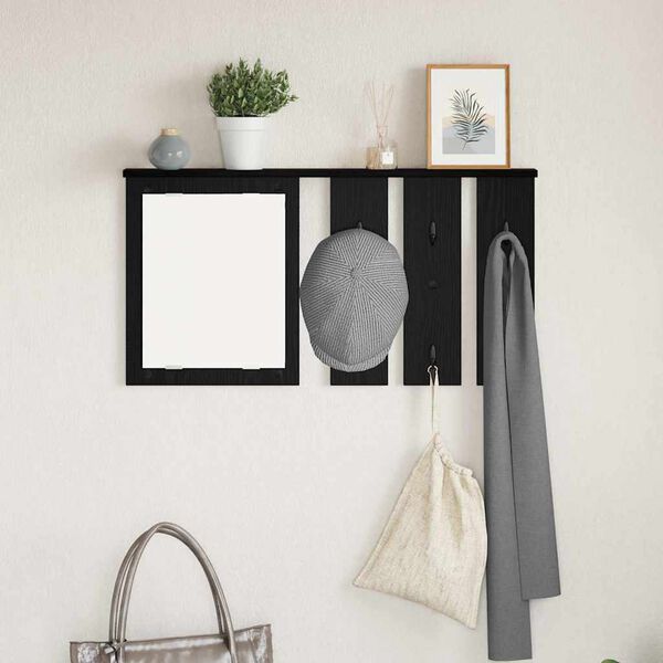vidaXL Wall-Mounted Coat Rack with Shelf Black oak 85 x 10 x 45 cm