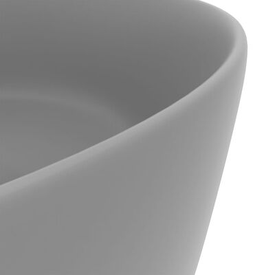 vidaXL Luxury Wash Basin Round Matt Light Grey 40x15 cm Ceramic