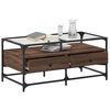 vidaXL Coffee Table with Glass Top Brown Oak 98.5x50x45 cm Steel