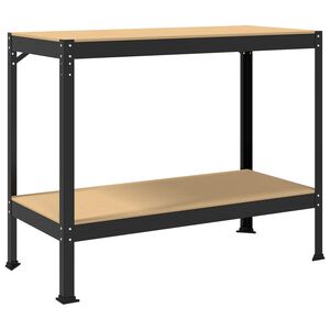 vidaXL Work Benches with Shelf Black 114 x 54 x 91 cm Engineered Wood