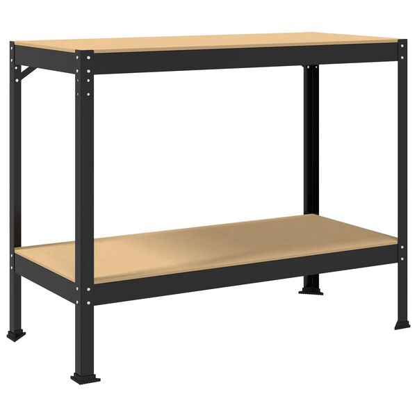 vidaXL Work Benches with Shelf Black 114 x 54 x 91 cm Engineered Wood