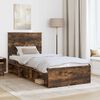 vidaXL Bed Frame with Headboard Smoked Oak 90 x 190 cm Solid Pine Wood