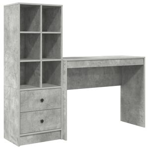 vidaXL Desk with Drawer with Shelf with Storage 2 pcs Concrete Grey