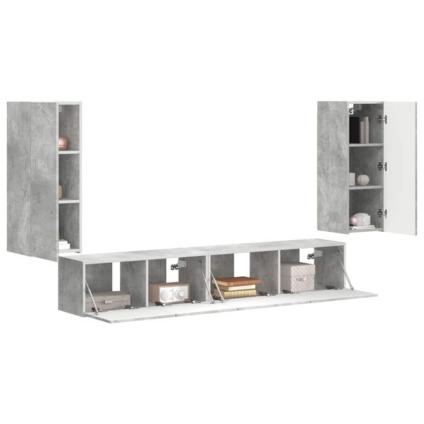 vidaXL TV Cabinet Set 4 pcs Concrete Grey Engineered Wood