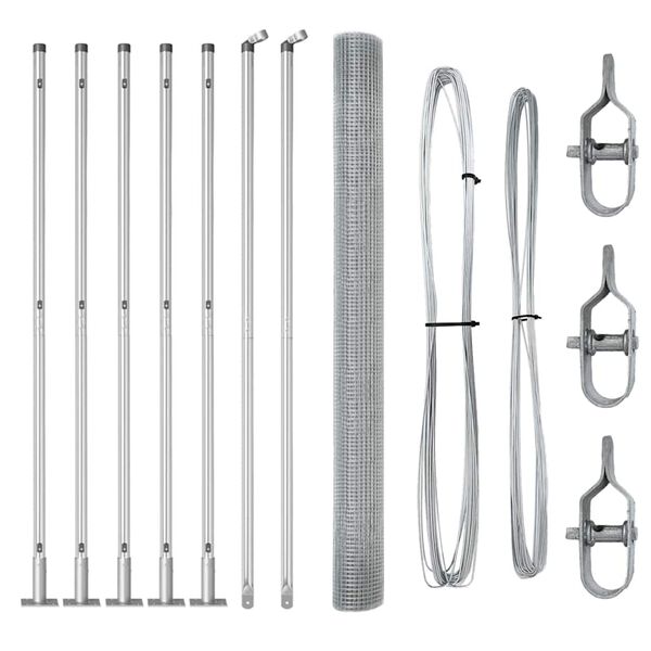 vidaXL Fence Post Silver 10 x 1.4 m (12 x 12 mm mesh) Steel