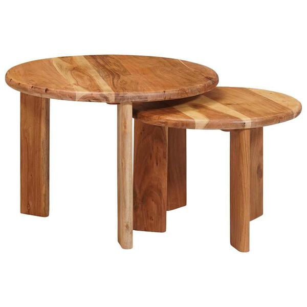 vidaXL Nesting Coffee Tables 2 pcs Brown Solid Acacia Wood