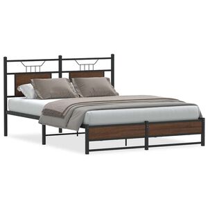 vidaXL Bed Frame without Mattress Brown Oak 137x190 cm Engineered Wood