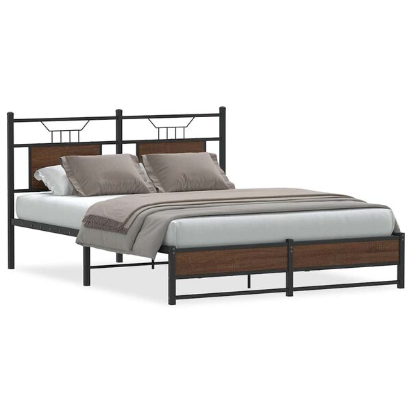 vidaXL Bed Frame without Mattress Brown Oak 137x190 cm Engineered Wood