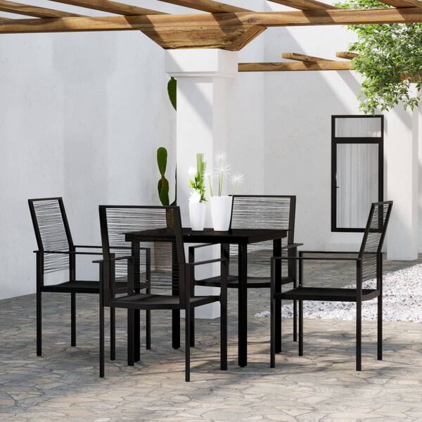 vidaXL 5 Piece Garden Dining Set Black