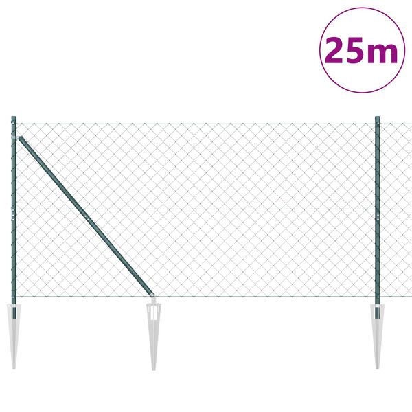 vidaXL Fence Post Green 1 x 25 m (60 x 60 mm mesh) Steel