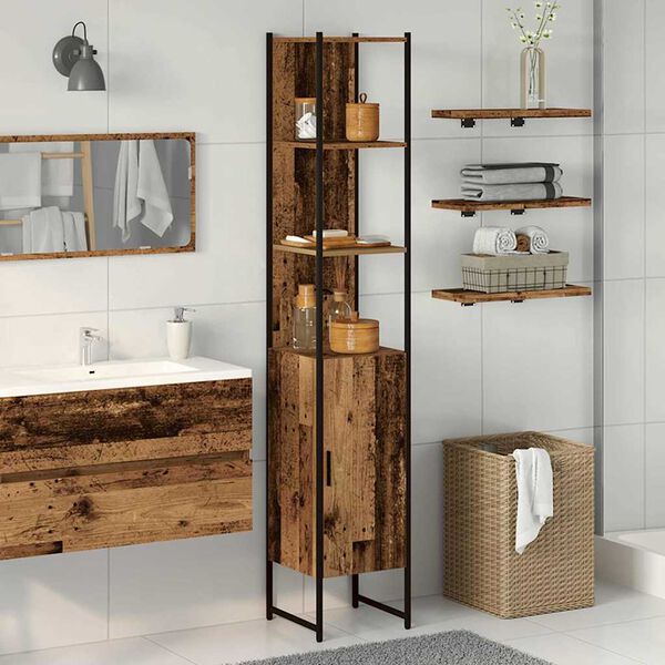 vidaXL Bathroom Cabinet Old wood 33 x 33 x 185.5 cm Engineered Wood