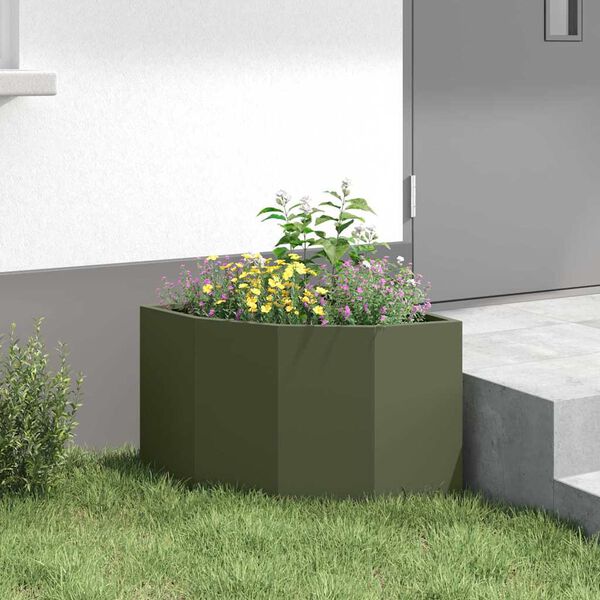 vidaXL Corner Planter Olive green 45 x 45 x 35 cm Steel