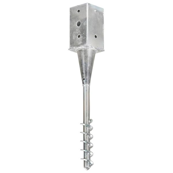 vidaXL Ground Spikes 2 pcs Silver 8x8x57 cm Galvanised Steel