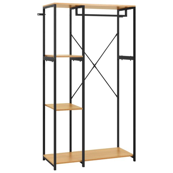 vidaXL Wardrobe Black and Oak 90x40x167 cm Metal and Engineered Wood