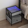 vidaXL Bedside Table with Infinity LED Grey Sonoma 40x40x51 cm