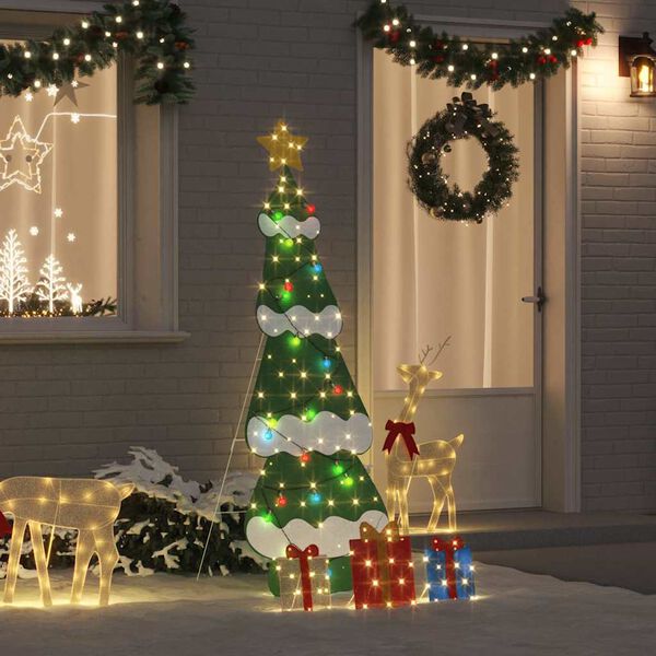 vidaXL Lighted Christmas Tree with 3 Gift Boxes 2D Warm White 180 cm