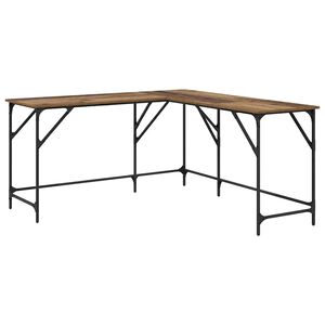 vidaXL Desk Old Wood Engineered Wood 149 x 149 x 75 cm