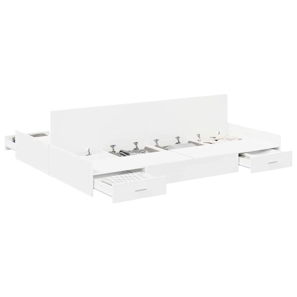 vidaXL Storage Bed Frame White 135 x 190 cm Engineered Wood