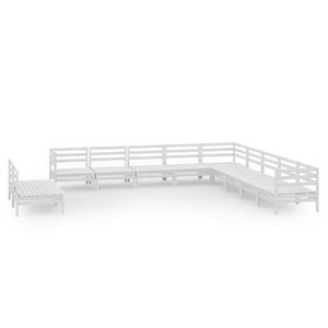 vidaXL Garden Lounge Set | White | Solid pinewood | 11 Piece Set | Modular