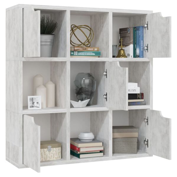 vidaXL Bookshelf Concrete 88.5x27.5x88 cm Engineered Wood