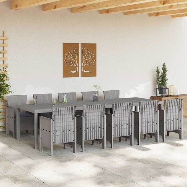 vidaXL Garden Dining Set with Cushion 11 pcs Light grey and Anthracite