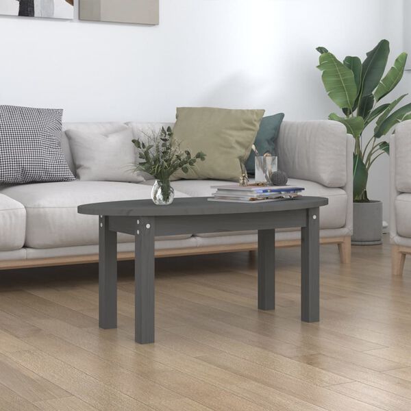 vidaXL Coffee Table Grey 80x40x35 cm Solid Wood Pine