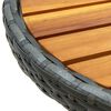 vidaXL Tea Table Grey 60 cm Poly Rattan and Solid Acacia Wood