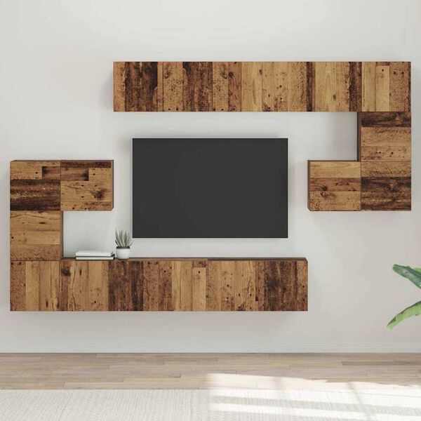 vidaXL TV Cabinet Set Wall-mounted 10 pcs Old Wood Engineered Wood