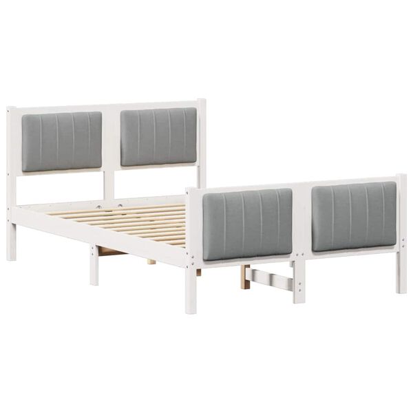vidaXL Bed frame White and light grey 120 x 200 cm Solid pine wood