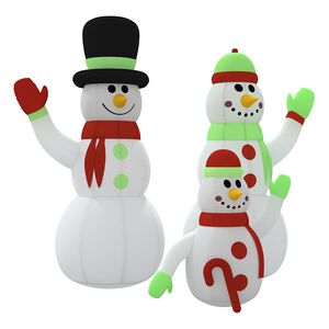 vidaXL Inflatable Snowman Family with LEDs 500 cm