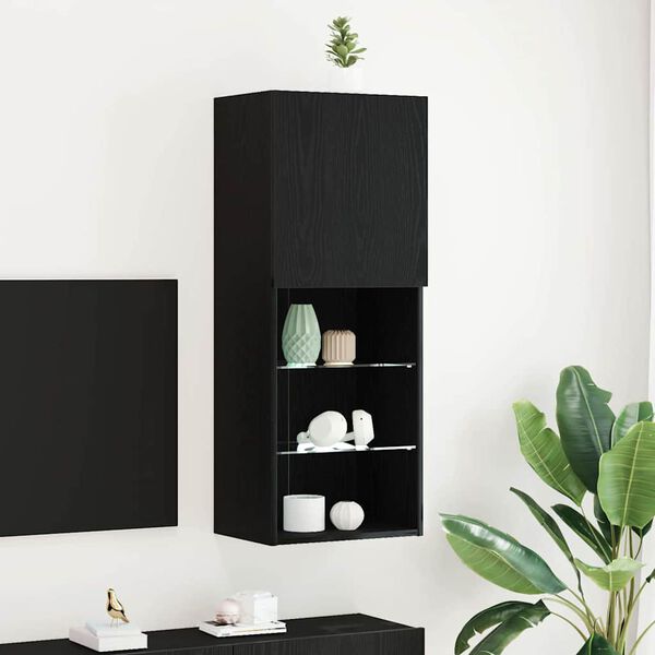 vidaXL TV Cabinet Set Black Oak 40.5 x 30 x 102 cm Engineered Wood