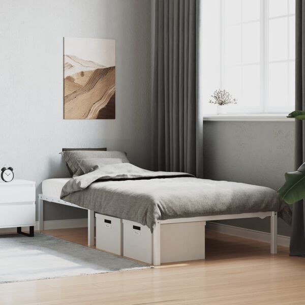 vidaXL Metal Bed Frame without Mattress White 100x190cm