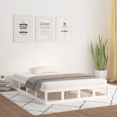 vidaXL Bed Frame White 135x190 cm Double Solid Wood