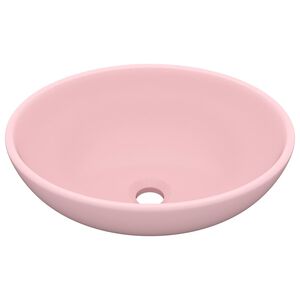 vidaXL Luxury Basin Oval-shaped Matt Pink 40x33 cm Ceramic