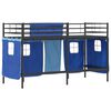 vidaXL Kids'Loft Bed Frame with Curtains Black and Blue 99.5 x 190 cm
