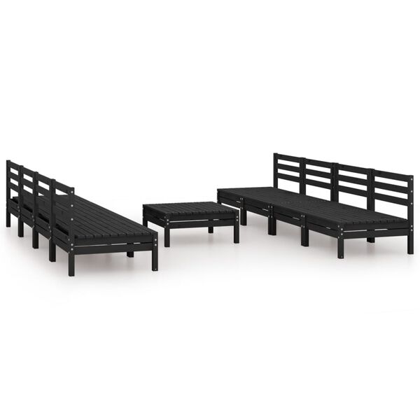 vidaXL 9 Piece Garden Lounge Set Black Solid Pinewood