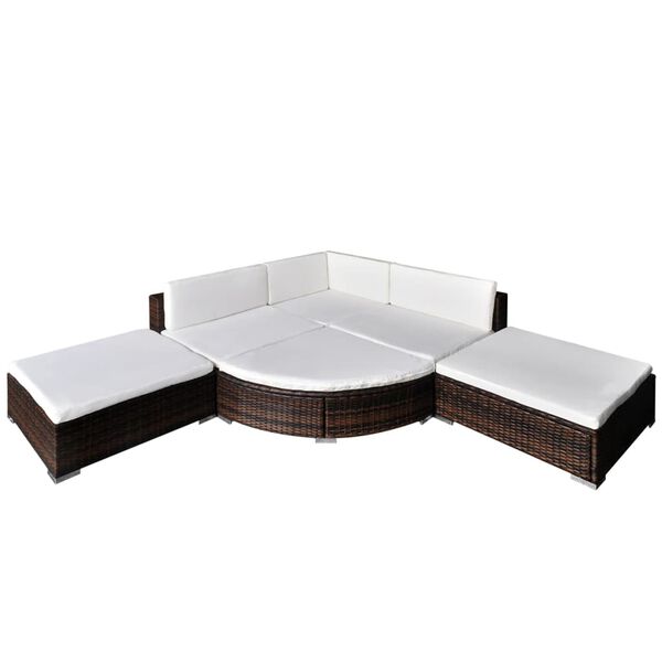vidaXL 6 Piece Garden Lounge Set with Cushions Poly Rattan Brown