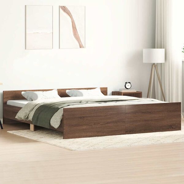 vidaXL Bed Frame without Mattress Brown Oak 180x200 cm Super King