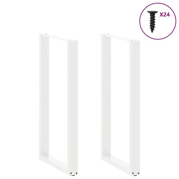 vidaXL Bar Table Legs U-Shaped 2 pcs White 60x(110-111) cm Steel