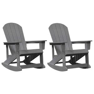 vidaXL Adirondack Rocking Chairs 2 pcs Light Grey HDPE