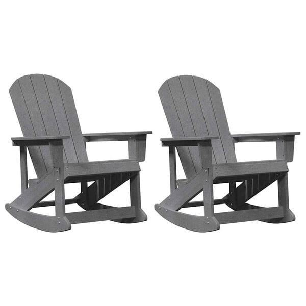 vidaXL Adirondack Rocking Chairs 2 pcs Light Grey HDPE