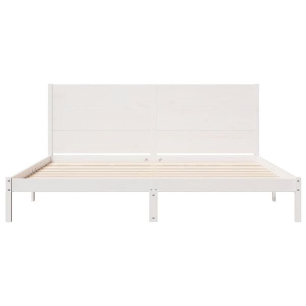 vidaXL Extra Long Bed Frame without Mattress White 180x210 cm Solid Wood