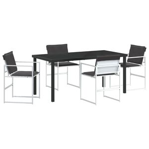 vidaXL Garden Dining Set Folding 5 pcs White Textilene and steel