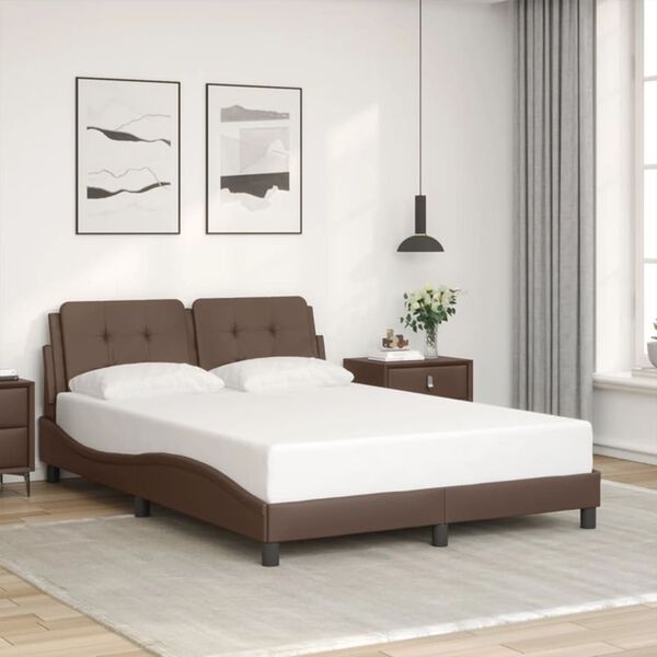 vidaXL Bed Frame without Mattress "Zadar" Brown 140x200 cm Faux Leather