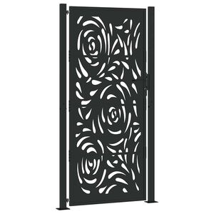 vidaXL Garden Gate Black 100x200 cm Steel Flame Design