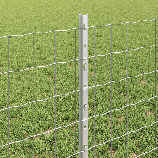 vidaXL Fence with Post Silver 0.6 x 25 m Steel