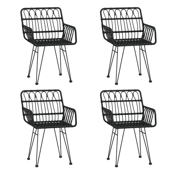 vidaXL 5 Piece Garden Dining Set Black Poly Rattan