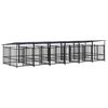 vidaXL Outdoor Dog Kennel with Roof Steel 11.26 m&sup2;