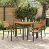 vidaXL Garden Dining Set 5 pcs Black Solid Acacia Wood