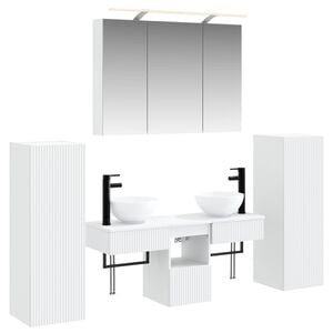 vidaXL Bathroom Furniture Set 6 pcs White Engineered Wood and Glass